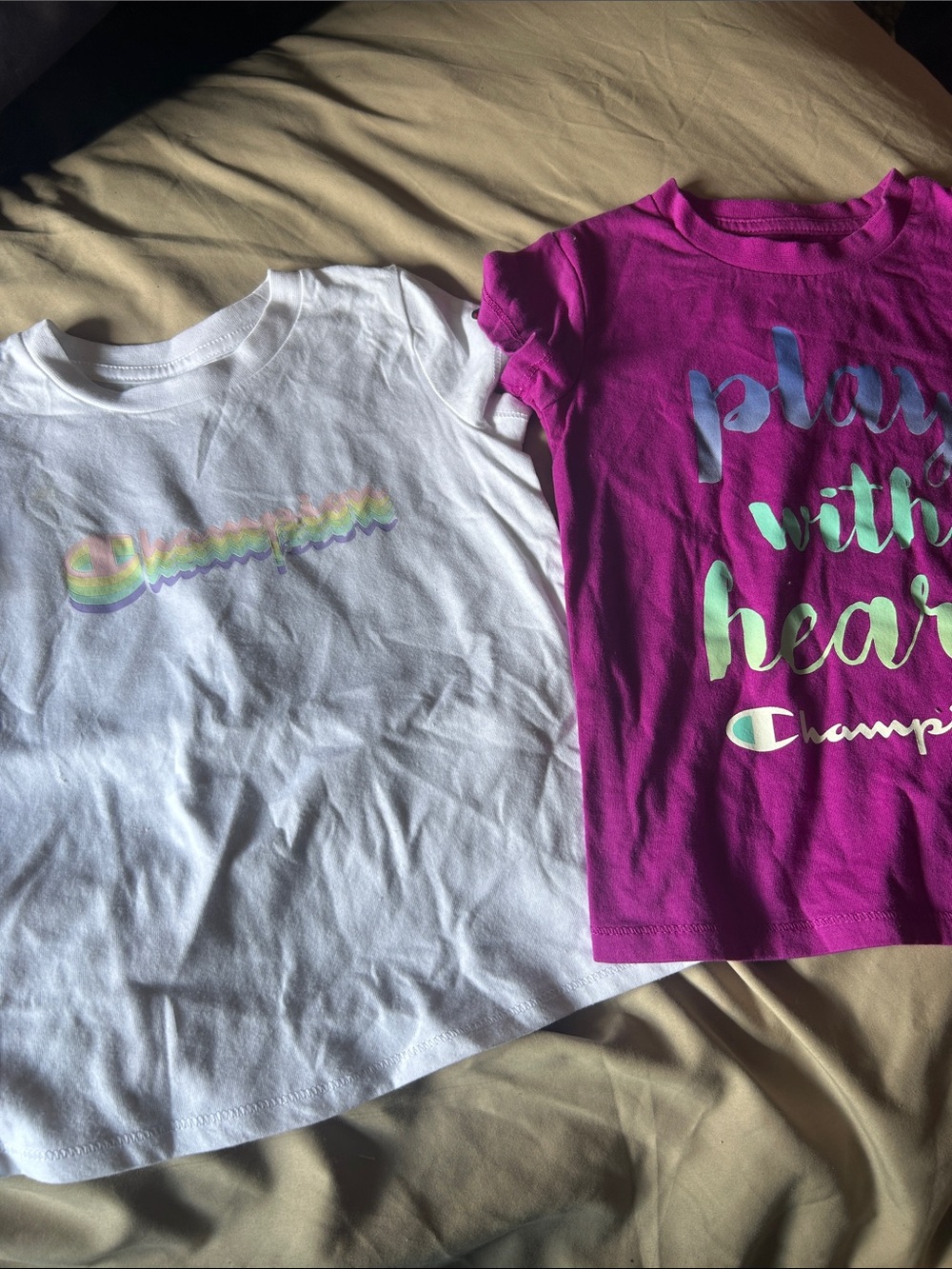 Champion Girls' Short-Sleeve Pajama Tops - White & Magenta